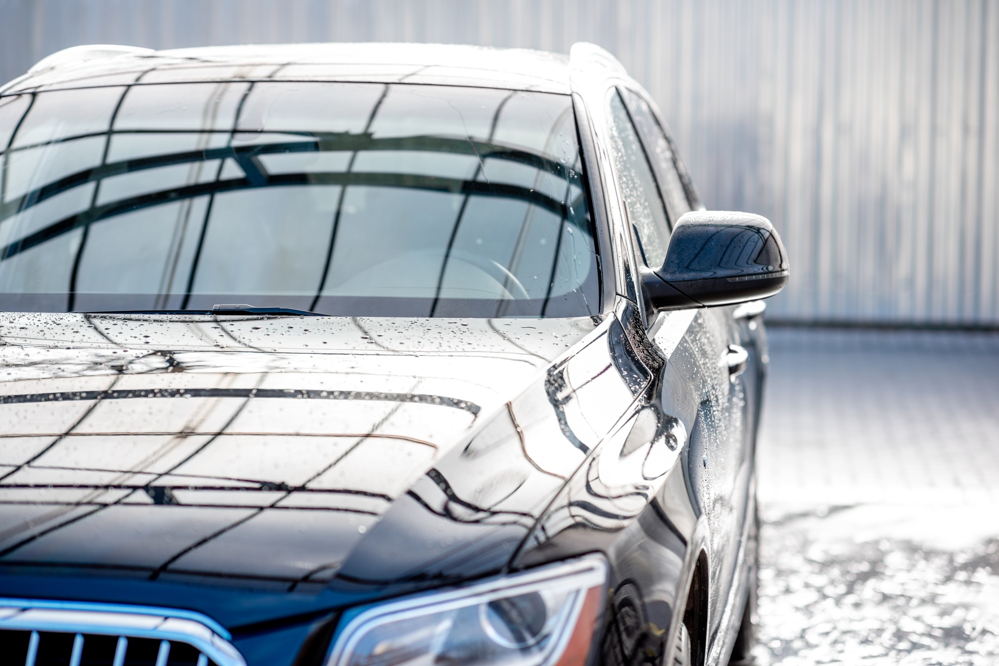 Close-up of a car after the washing